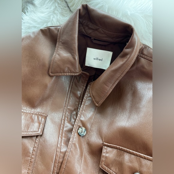 COPY - Aritzia Wilfred Button Autumn Leather Vegan Jacket medium brown - Picture 3 of 7